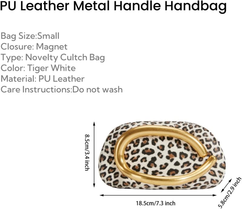 Tasysain Women PU Leather Metal Handle Handbag Trendy Commuting Compact Stone Purse Hand-held Causal Shoulder Clutch Bag - Image 4